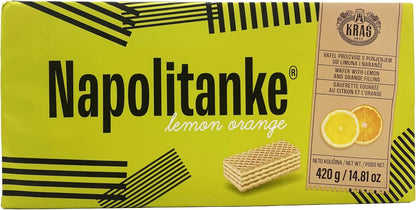 NAPOLITANKE KRAS Premium Waffles - Premium Waffle Biscuits with Delicious Milk, Chocolate Cream, Hazelnut, Lemon and Orange Fillings - Various Sizes (420 g Chocolate & Cream, 4 Pieces)
