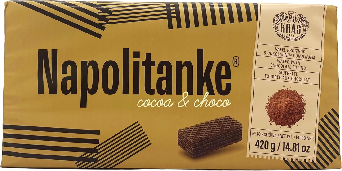 NAPOLITANKE KRAS Premium Wafers - Premium Wafers Biscuits with Delicious Milk, Chocolate Cream, Hazelnut, Lemon and Orange Fillings – Multiple Sizes(16x420g)