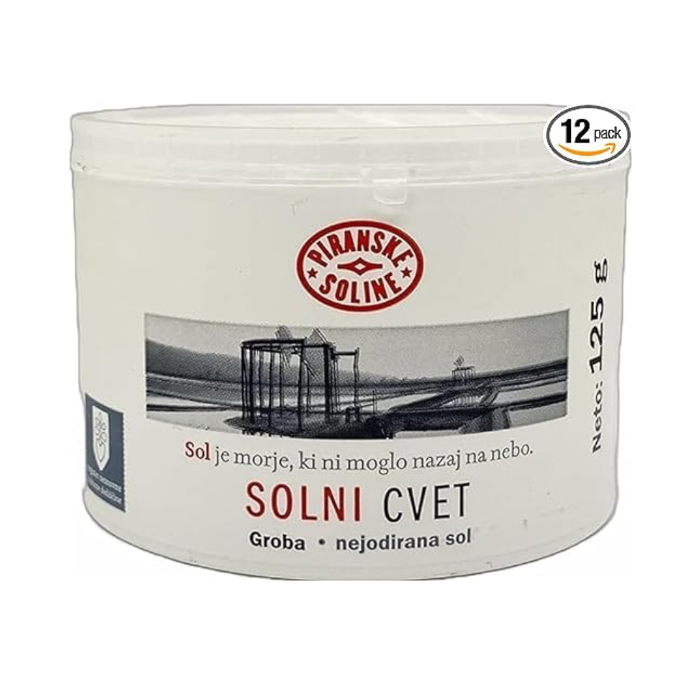 Solni Cvet - Flower Salt 125 g (Protected Designation of Origin) - Purely organic and unrefined sea salt - Excellent for cooking and table salt (pack of 12)