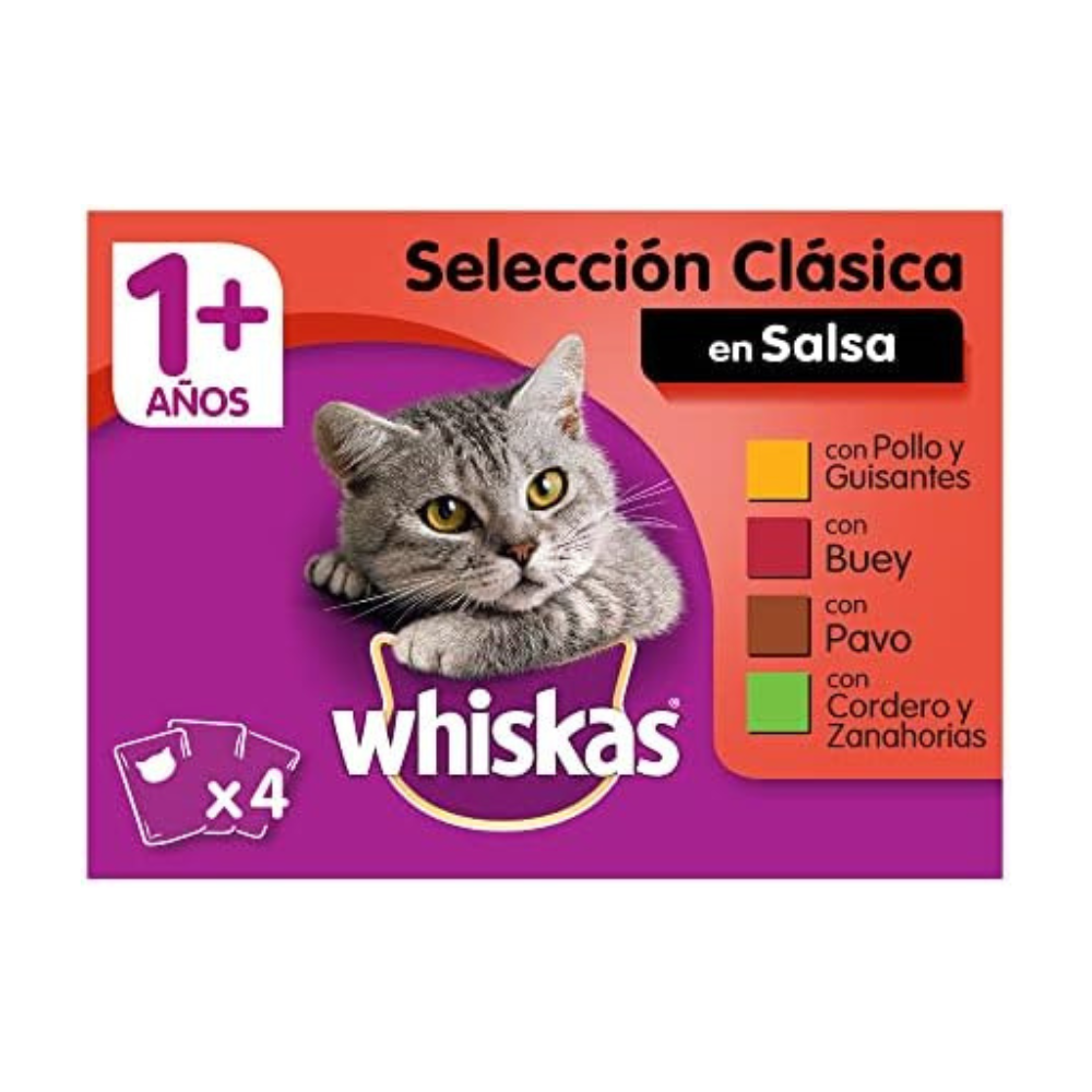 Whiskas Wet Cat Food Selection of Meat in Sauce Multipack (13 x 4 Bags x 100g)