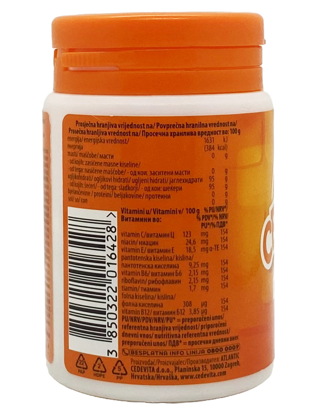 Cedevita Multivitamin Healthy and Sweet Gummy Sweets with 9 Essential Vitamins in Orange Glass Flavour - A Bag Full of Vitamins to Boost the Immune System - Pack of 15 Gummy Candies